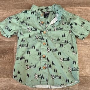 Disney Camping Mickey Button Down Short Sleeve Top Size 4T!